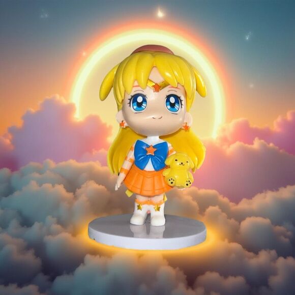 NIP Sailor Moon Venus & PomPomPurrin Figure Cake Topper PVC 3” - Picture 1 of 3